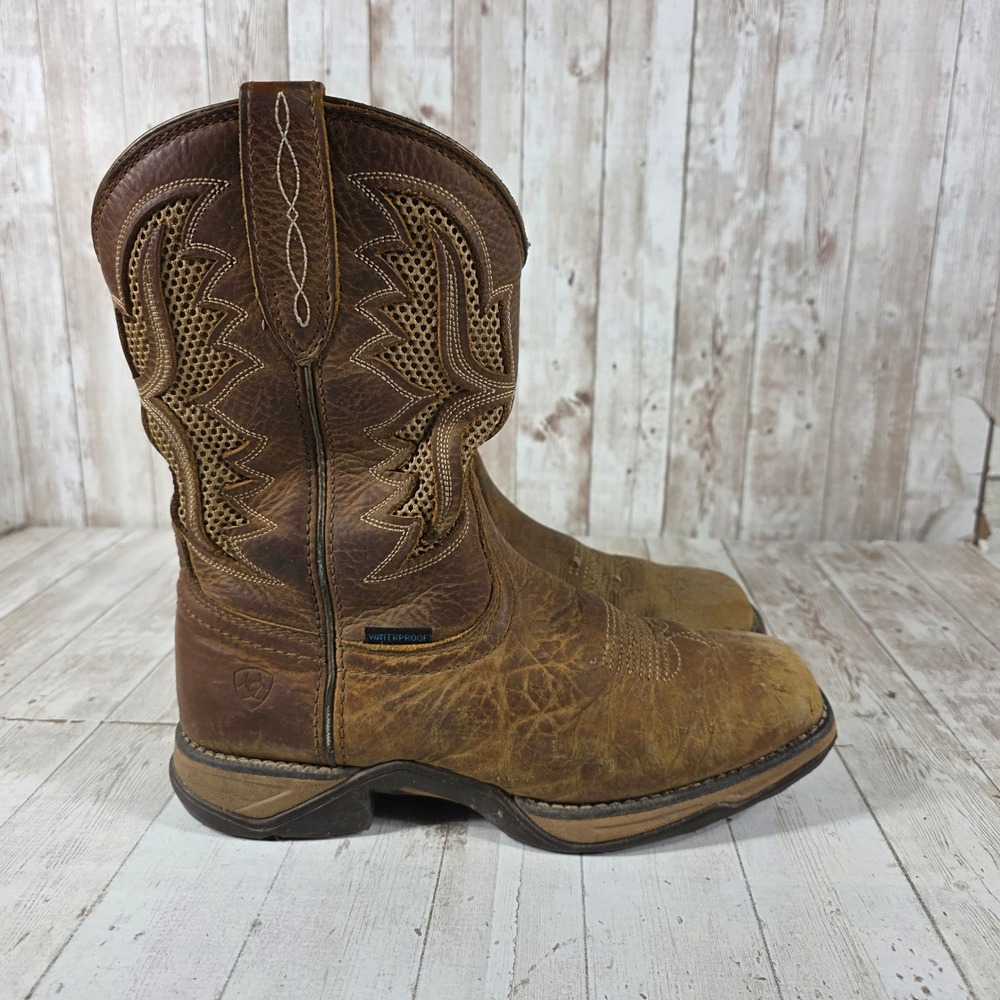 Ariat VentTEK Waterproof Brown Leather Western Work Boots 10044440 Womens 7.5B